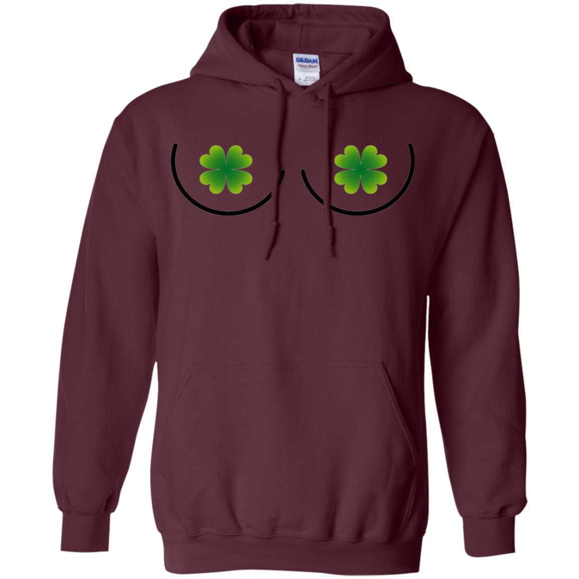 Irish Shamrock Boobs St. Patrick_s Day T-shirt Maroon