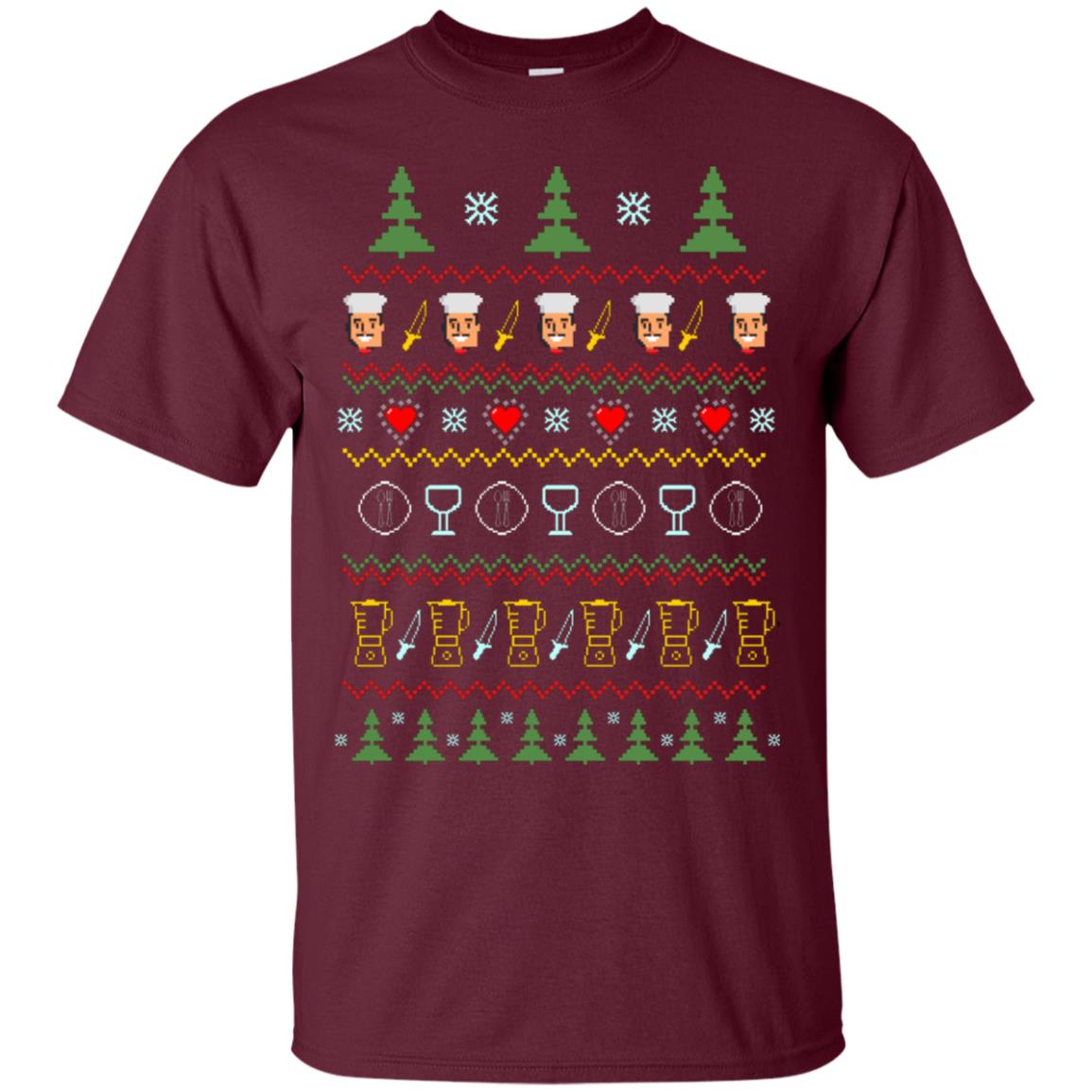 Chef Christmas X-mas Gift Shirt For Cooking Lovers Maroon