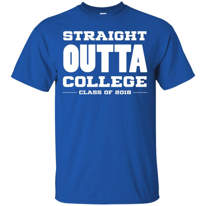 Straight Outta College Class Of 2018 Graduation Shirt Royal