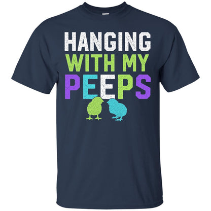 Hanging With My Peeps Funny Easter Day T-shirt Navy