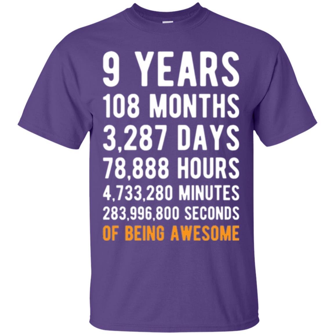9th Birthday T-shirt 9 Years Old Being Awesome Purple