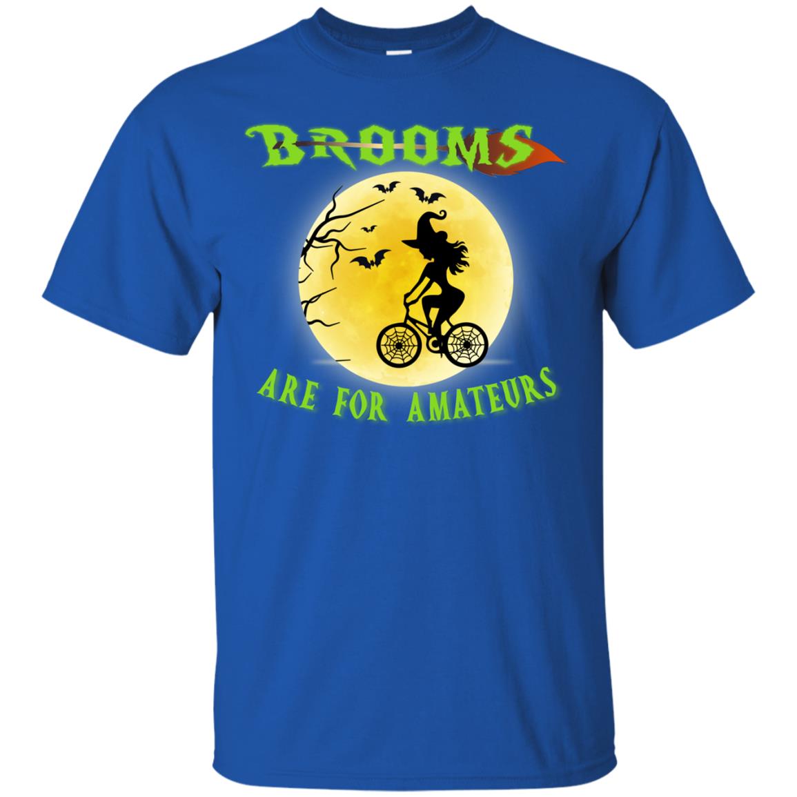 Brooms Are For Amateurs Witches Ride A Bicycle Funny Halloween Shirt Royal