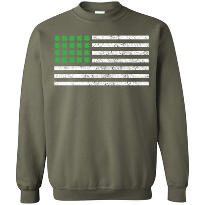 Usa Flag With Irish Shamrock St Patricks Day T-shirt Military Green