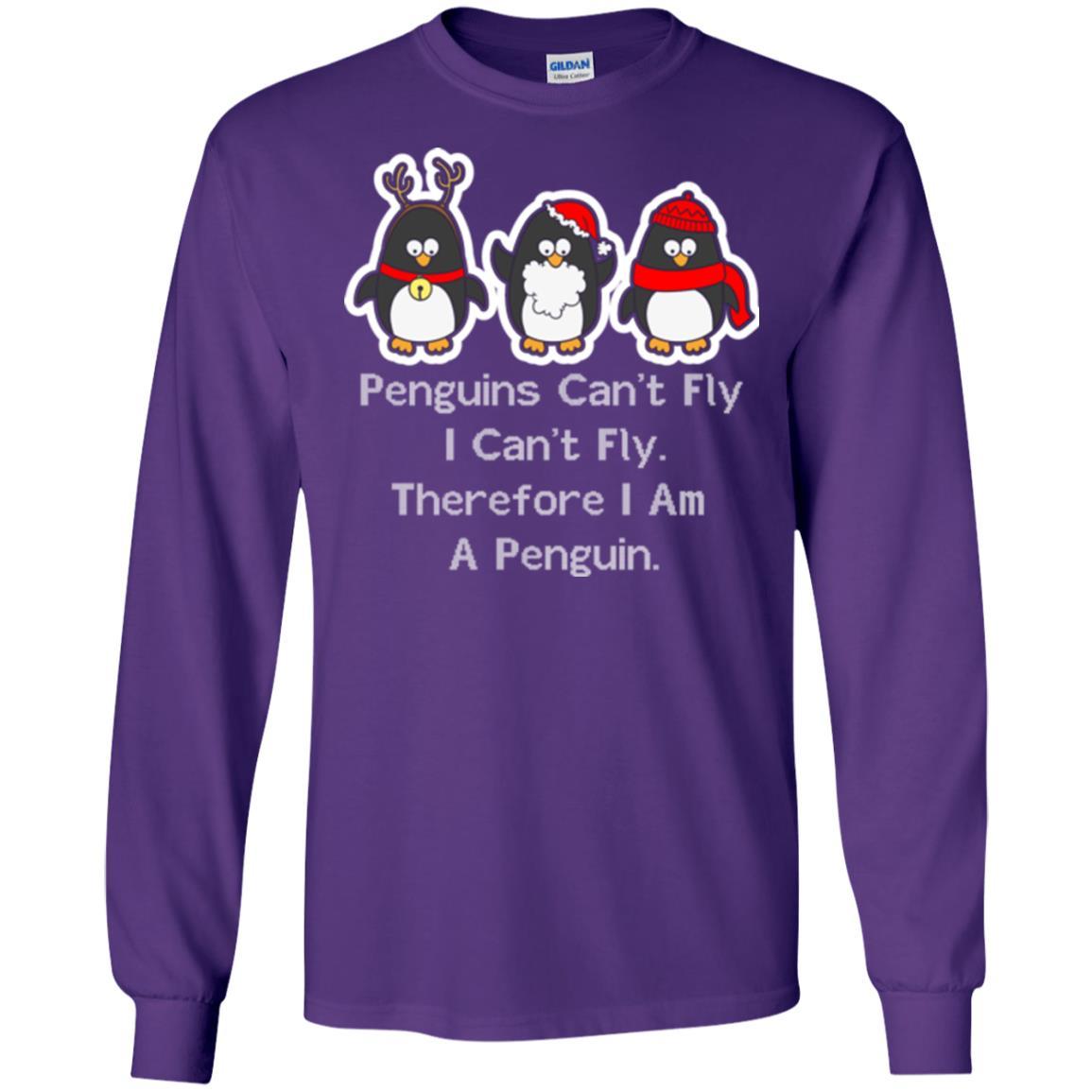Penguins Lover T-shirt Can't Fly I Can't Fly Therefore I Am A Penguin Purple
