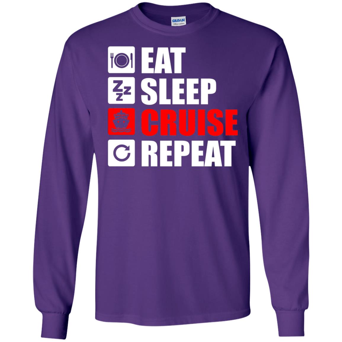 Eat Sleep Cruise Repeat Summer Vacation T-shirt Purple
