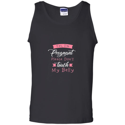 Pregnancy T-shirt Yes I_m Pregnant Please Don_t Touch My Belly Black