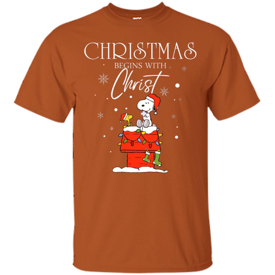 Christmas Begins With Christ Shirt Texas Orange