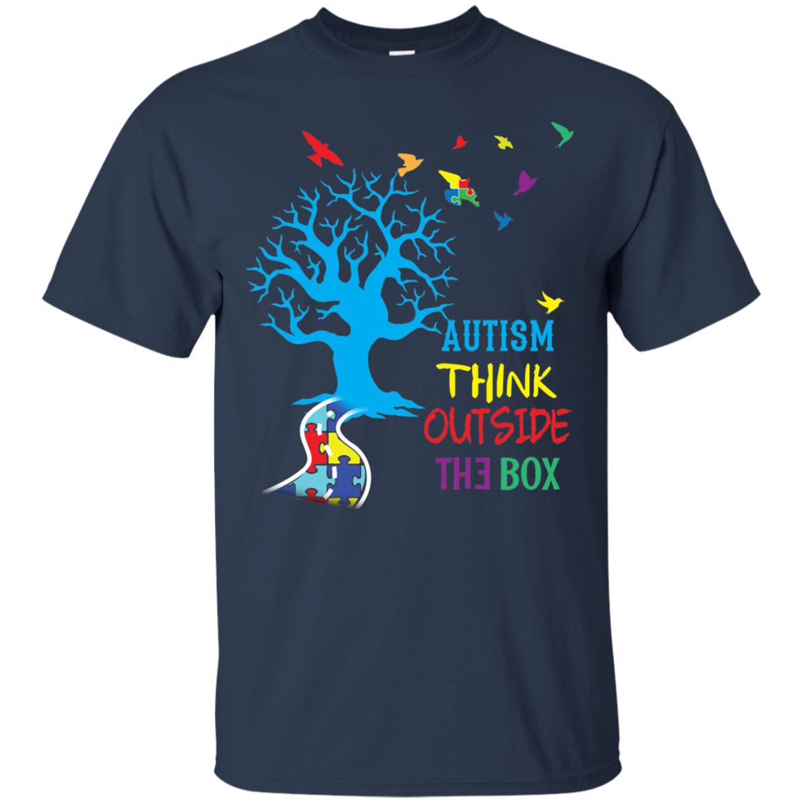 Autism Awareness T-shirt Autism Think Outside Navy