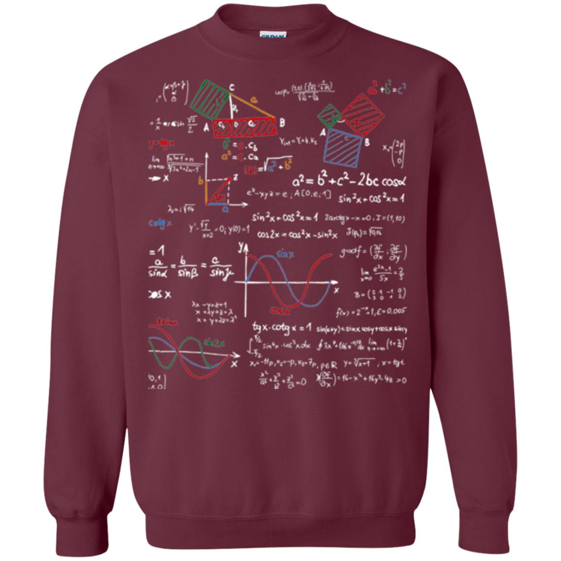 Math Lover T-shirt Formulas Cheat Sheet Maroon