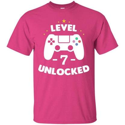 Level 7 Unlocked Gamer T-shirt Heliconia