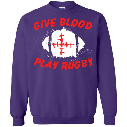 Football Lover T-shirt Give Blood Play Rugby Purple