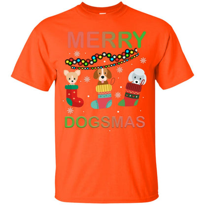 Merry Dogsmas X-mas Gift Shirt For Dogs Lovers Orange