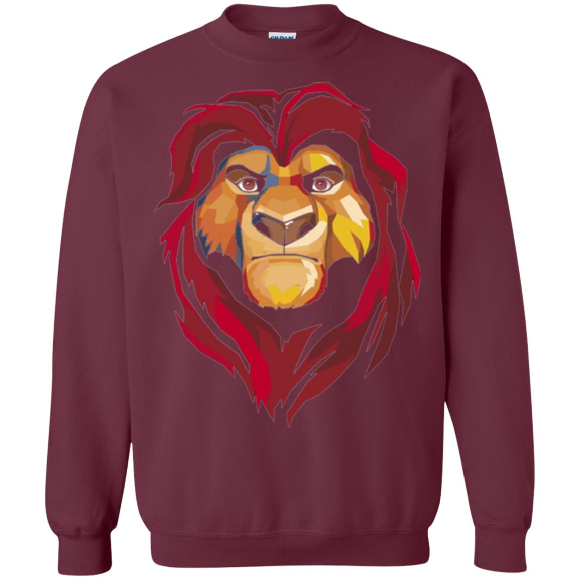 Cartoon Lover T-shirt Lion King Mufasa Geometrics Graphic Maroon
