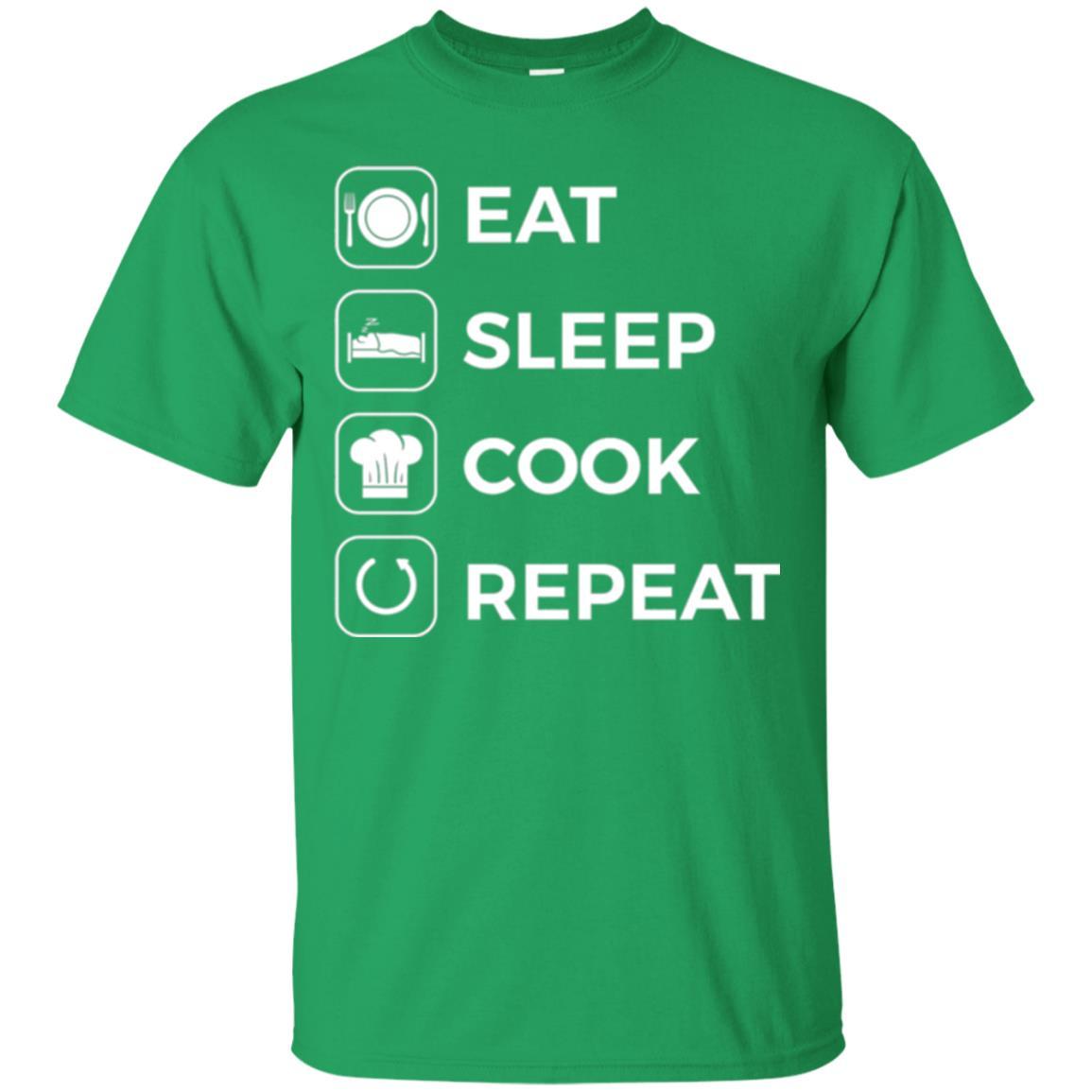Chef T-shirt Eat Sleep Cook Repeat T-shirt Irish Green