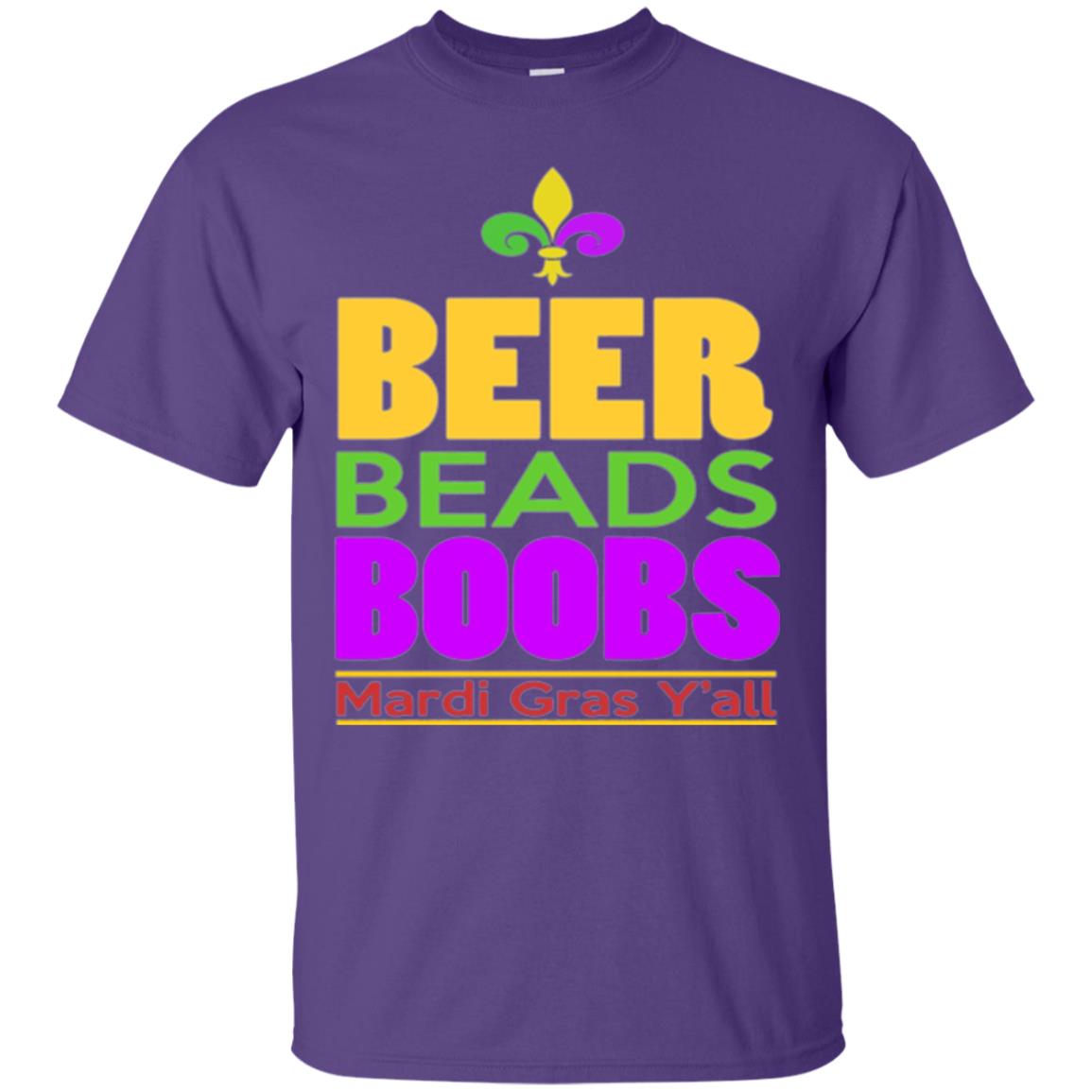 Funny Mardi Gras T-shirt Beer Beads Boobs Mardi Gras Y_all Purple