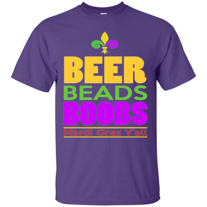 Funny Mardi Gras T-shirt Beer Beads Boobs Mardi Gras Y_all Purple