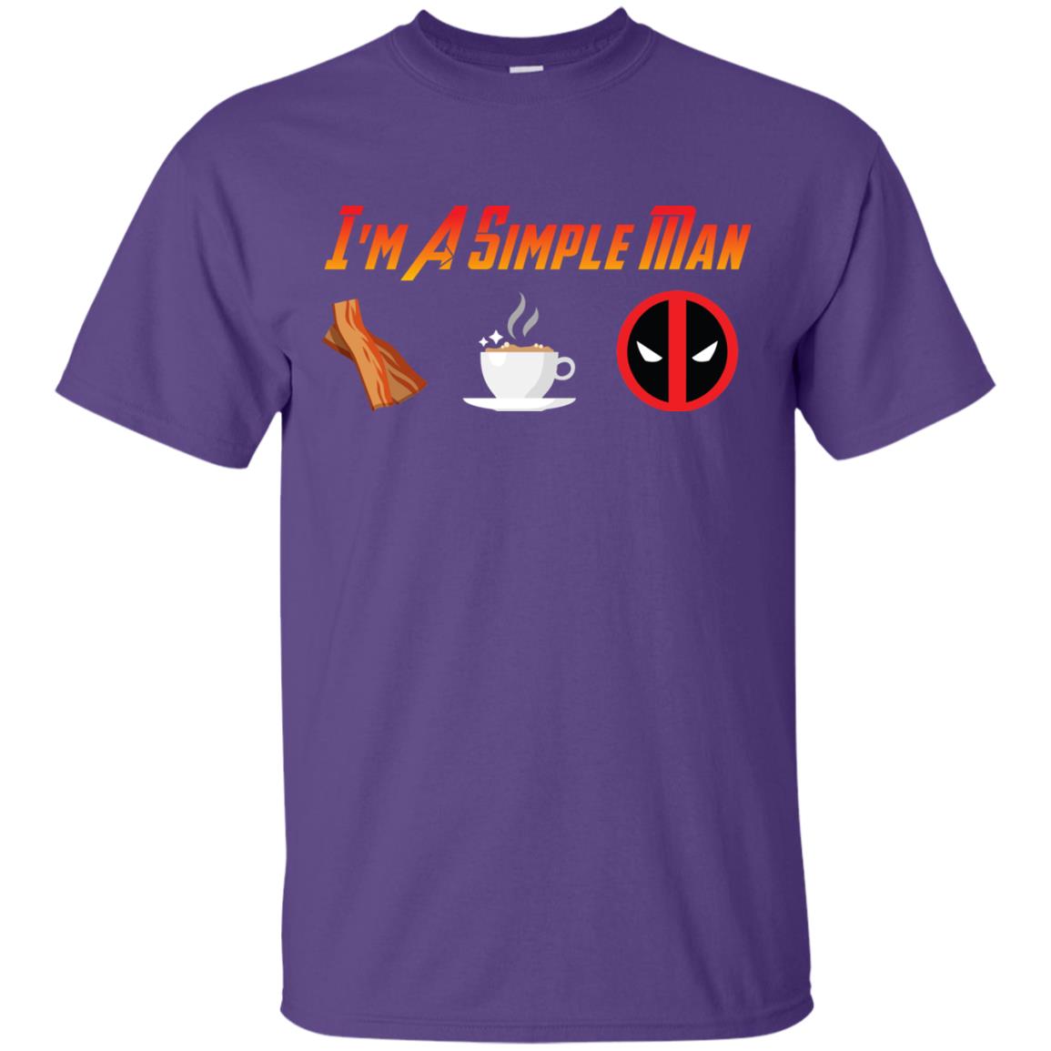 I_m A Simple Man Bacon Coffee And Deadpool Shirt For Man Purple