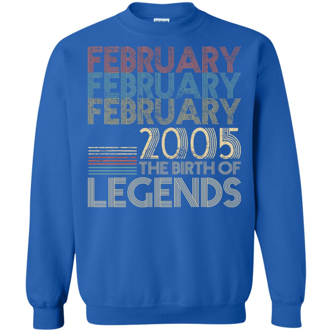 February Retro Classic Vintage 2005 The Birth Of Legends 13th Birthday T-shirt Royal