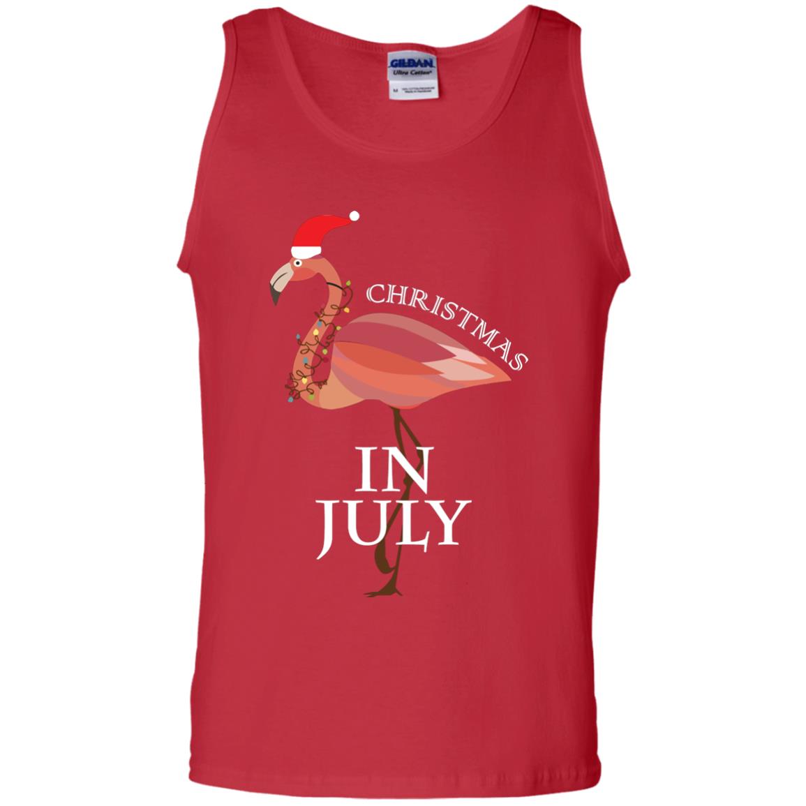 Flamingo With Santa_s Hat Christmas In July Xmas In Summer Shirt Red