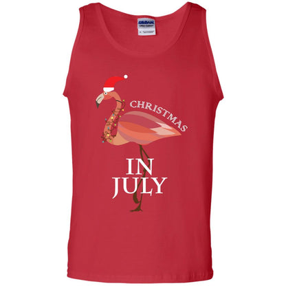 Flamingo With Santa_s Hat Christmas In July Xmas In Summer Shirt Red