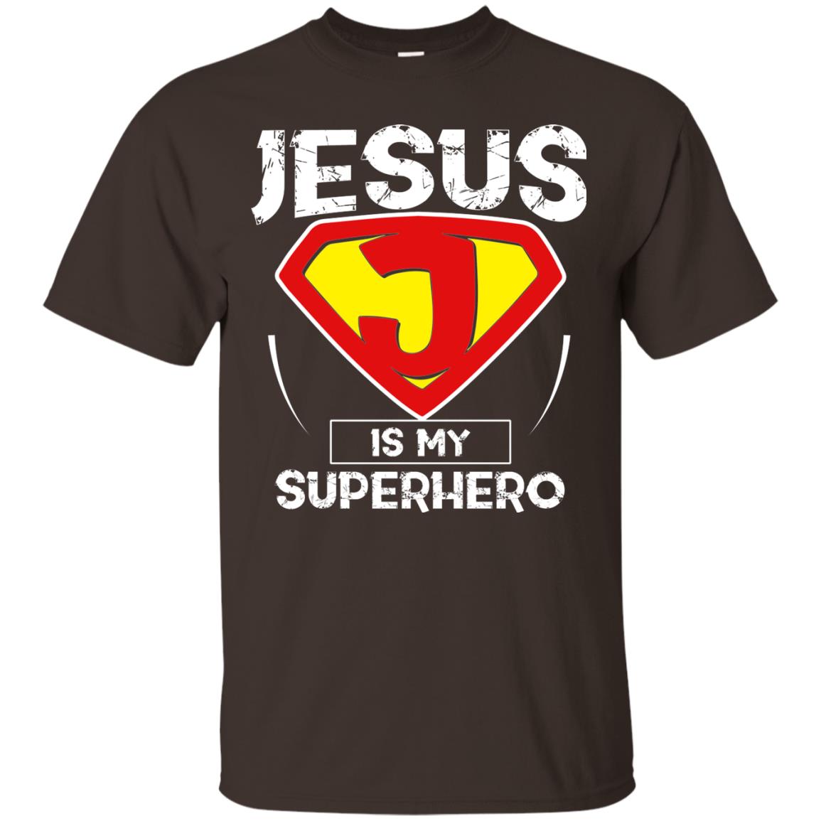 Jesus Is My Superhero Christian Movie Fan T-shirt Dark Chocolate