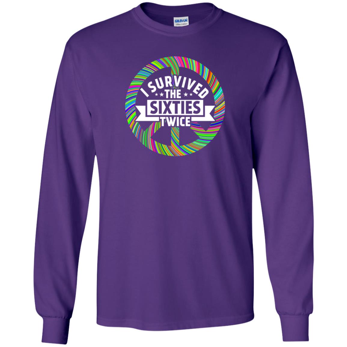 I Survived The Sixties Twice Peace Symbol Birthday Gift Shirt Purple