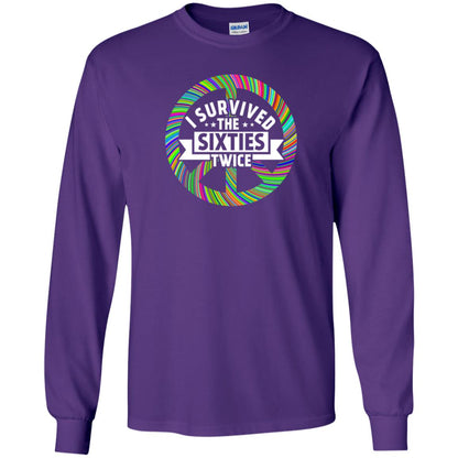 I Survived The Sixties Twice Peace Symbol Birthday Gift Shirt Purple