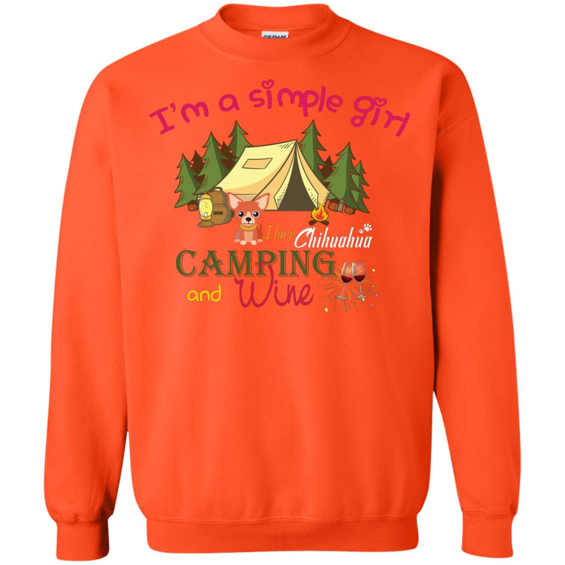 I’m A Simple Girl I Love Chihuahua Camping And Wine Shirt Orange