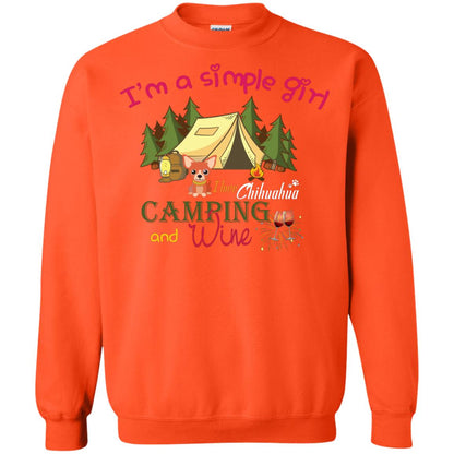 I’m A Simple Girl I Love Chihuahua Camping And Wine Shirt Orange