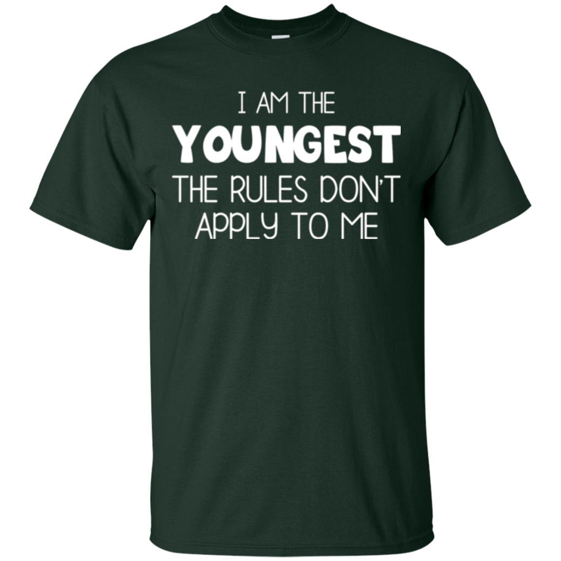 Family T-shirt I Am The Youngest The Rules Don't Apply To Me Forest Green