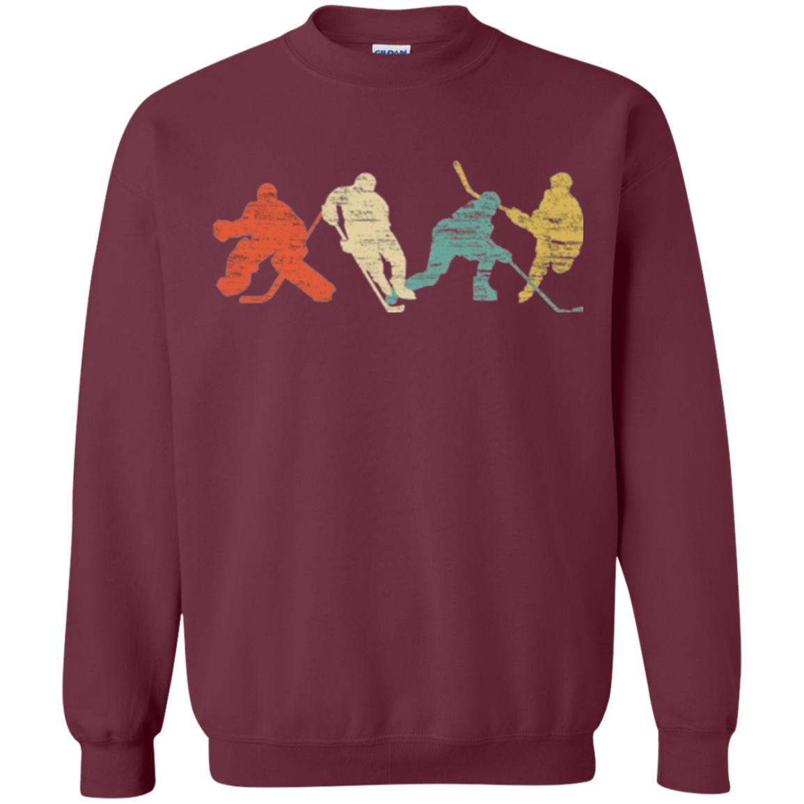 Classic Vintage Style Ice Hockey T-shirt Maroon
