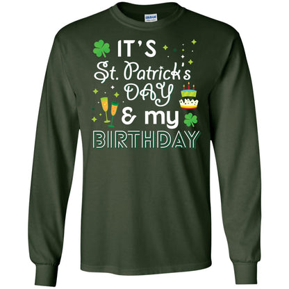 Funny My Birthday St Patricks Day Drinking T-shirt Forest Green
