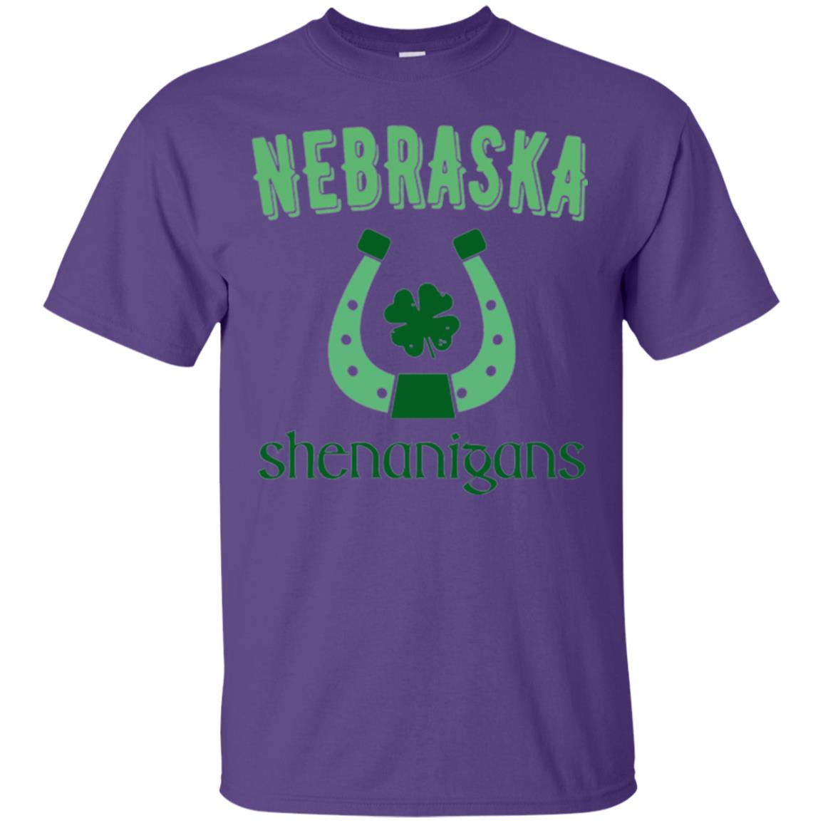 Nebraska Shenanigans Horseshoe Clover St Patrick_s Day T-shirt Purple