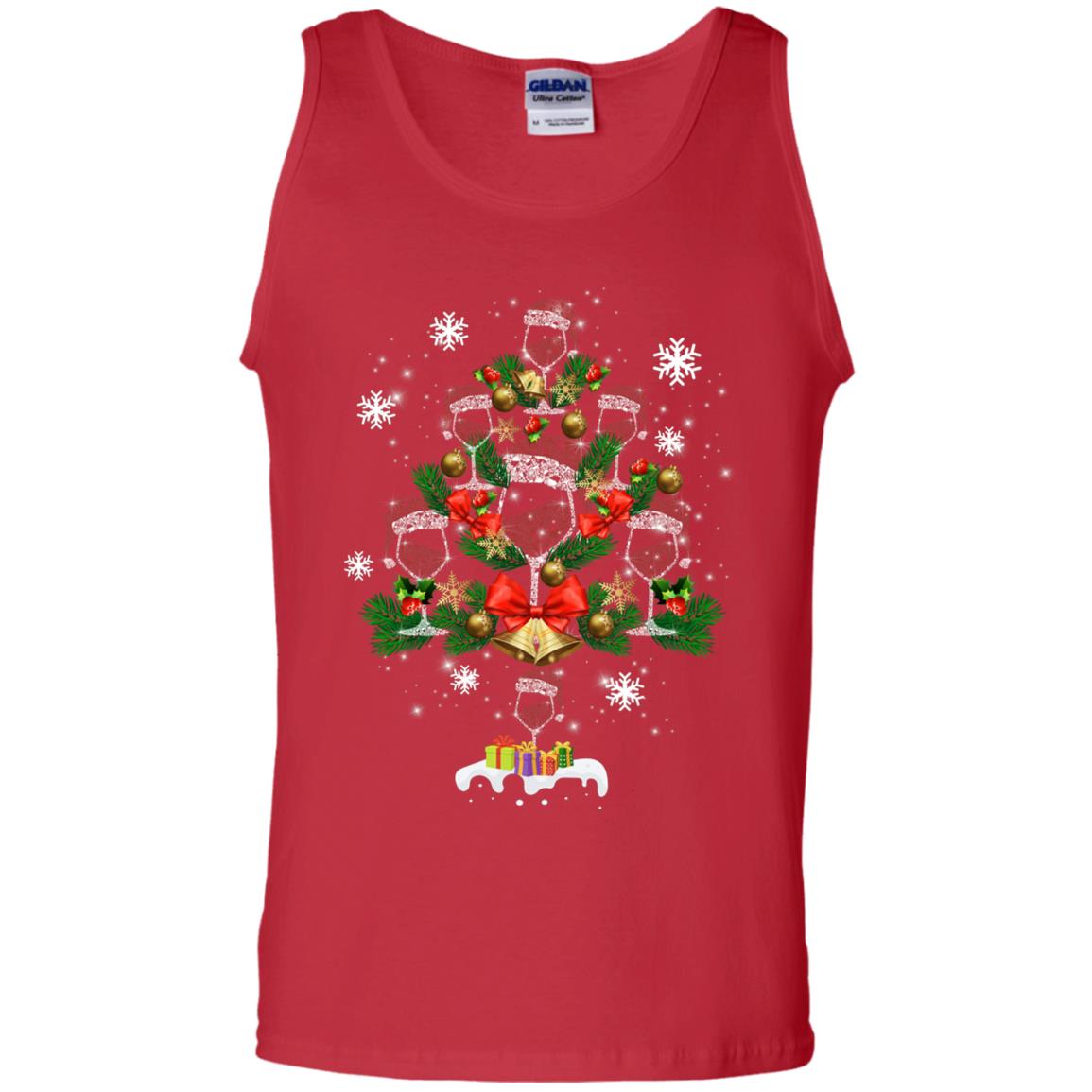 Wine X-mas Tree Drinking Lovers Idea Shirt Red