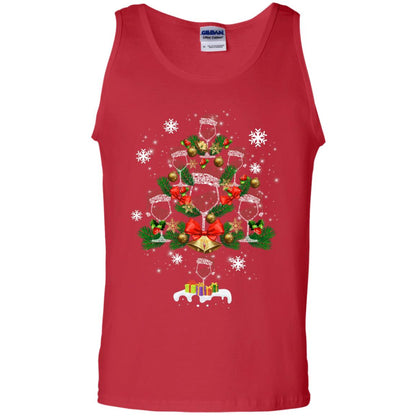 Wine X-mas Tree Drinking Lovers Idea Shirt Red