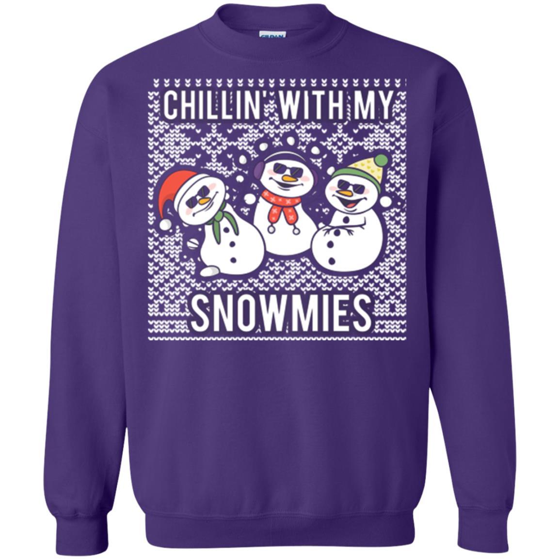 Christmas T-shirt Chillin' With My Snowmies Purple