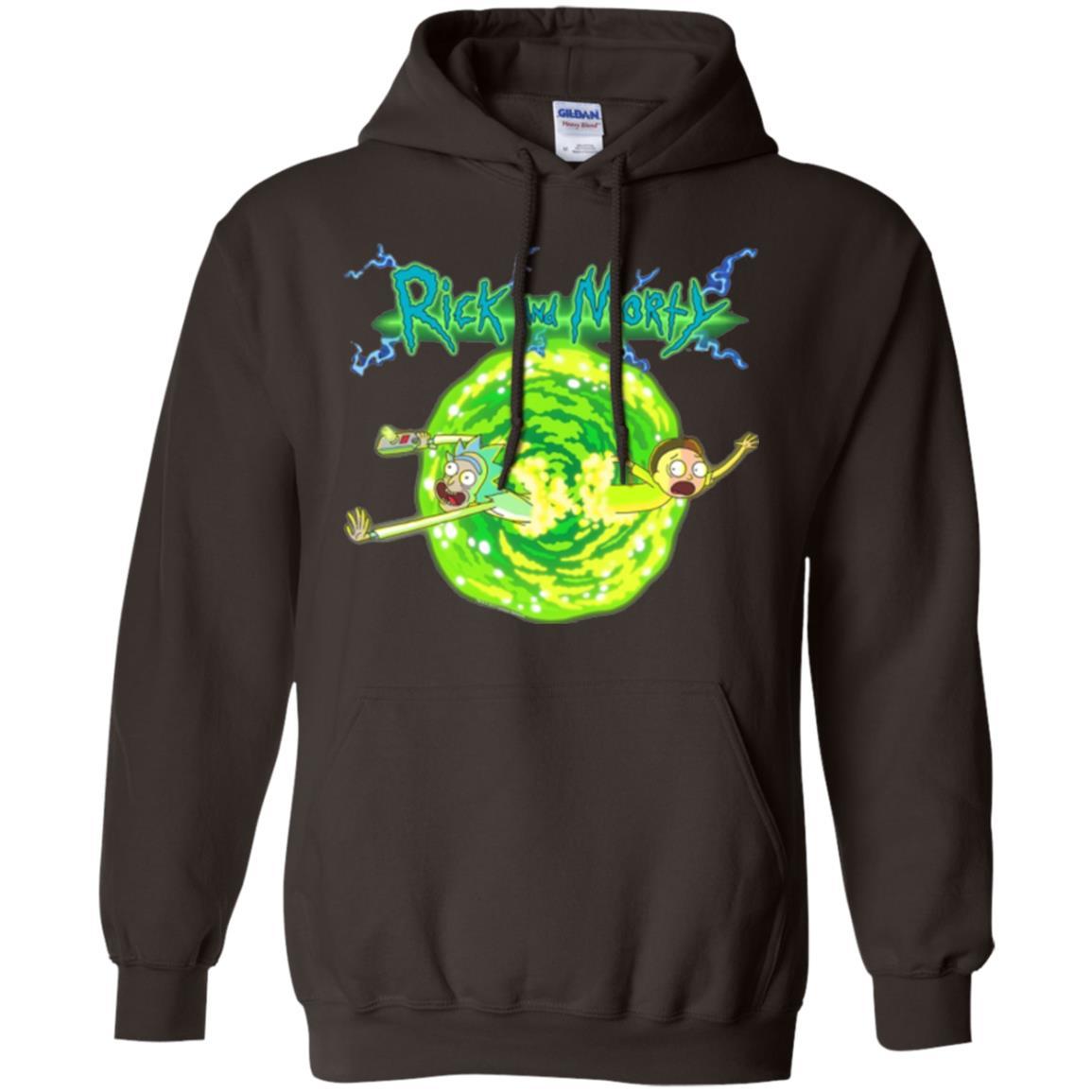 Rick Morty T-shirt Portal Glow Lightning Logo Dark Chocolate