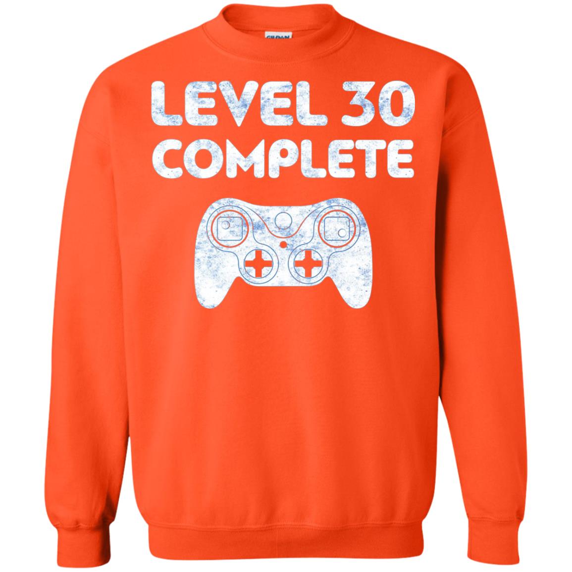 Level 30 Complete Video Gamer 30th Birthday Shirt Orange