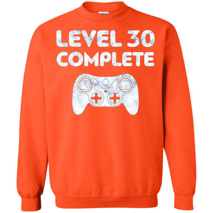 Level 30 Complete Video Gamer 30th Birthday Shirt Orange