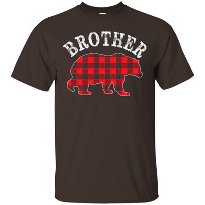 Christmas T-shirt Red Plaid Brother Bear Dark Chocolate