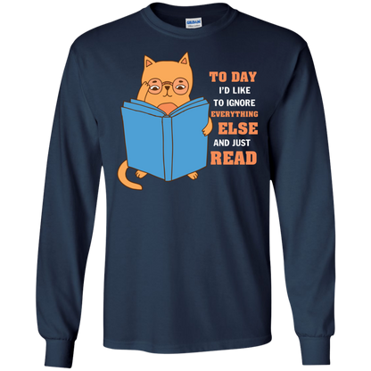 Lifestyle T-Shirt To Day I'd Like To Ignore Everything Else And Just Read Navy