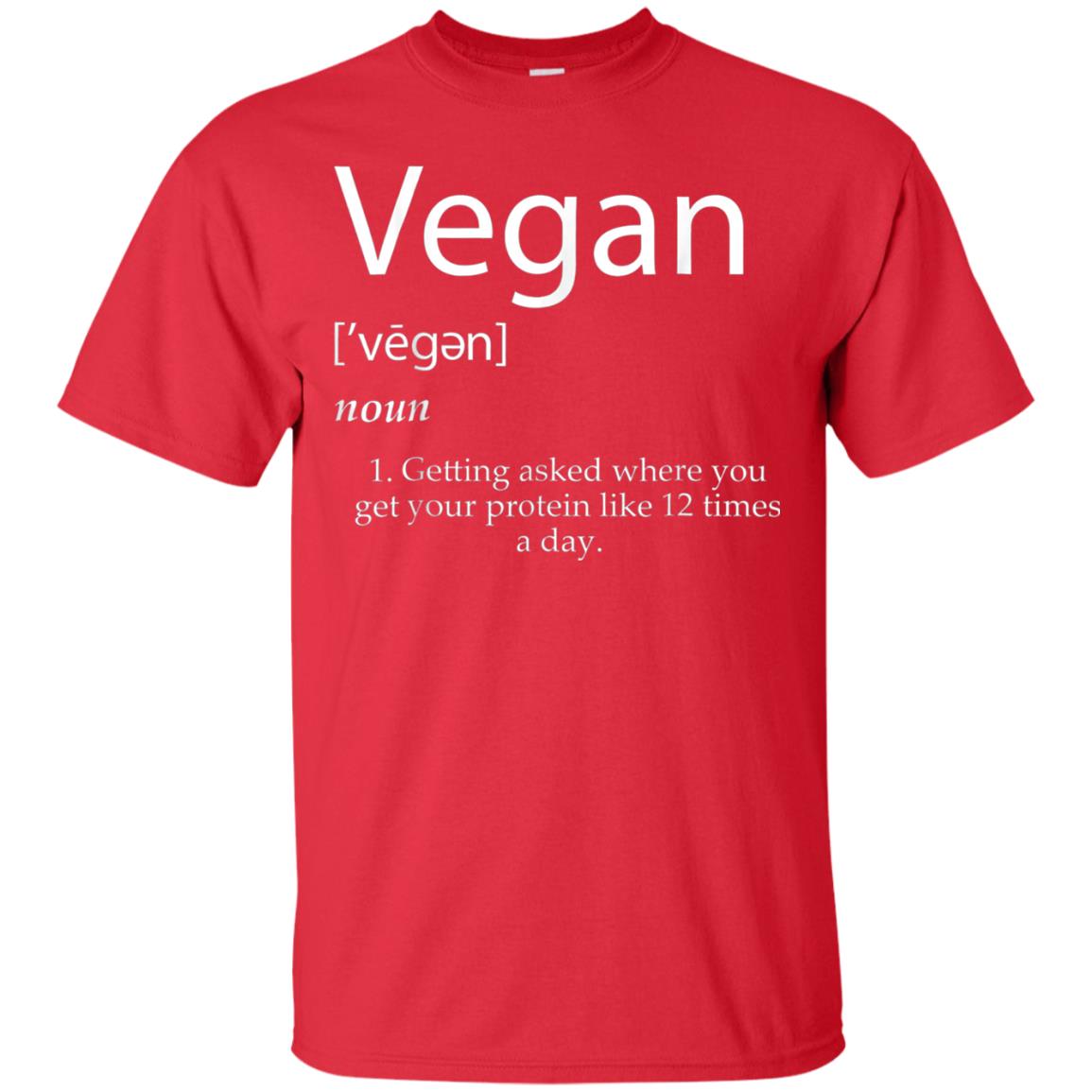 Vegan Definition Shirt Funny Veganism Protein Cookbook Red