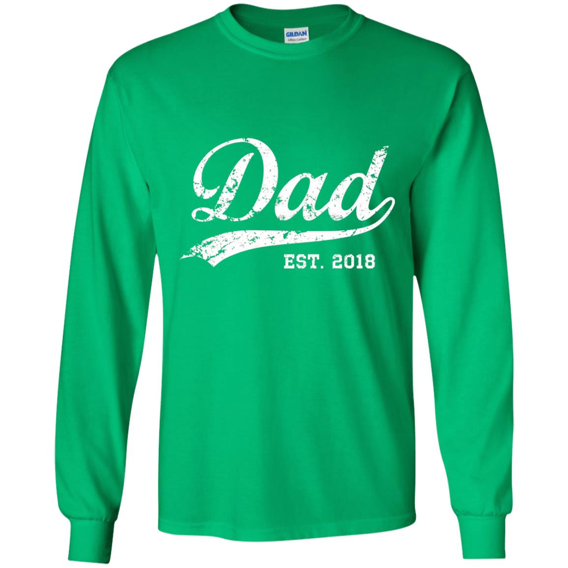 Dad Est. 2018 Vintage New Dad Daddy T-shirt Irish Green