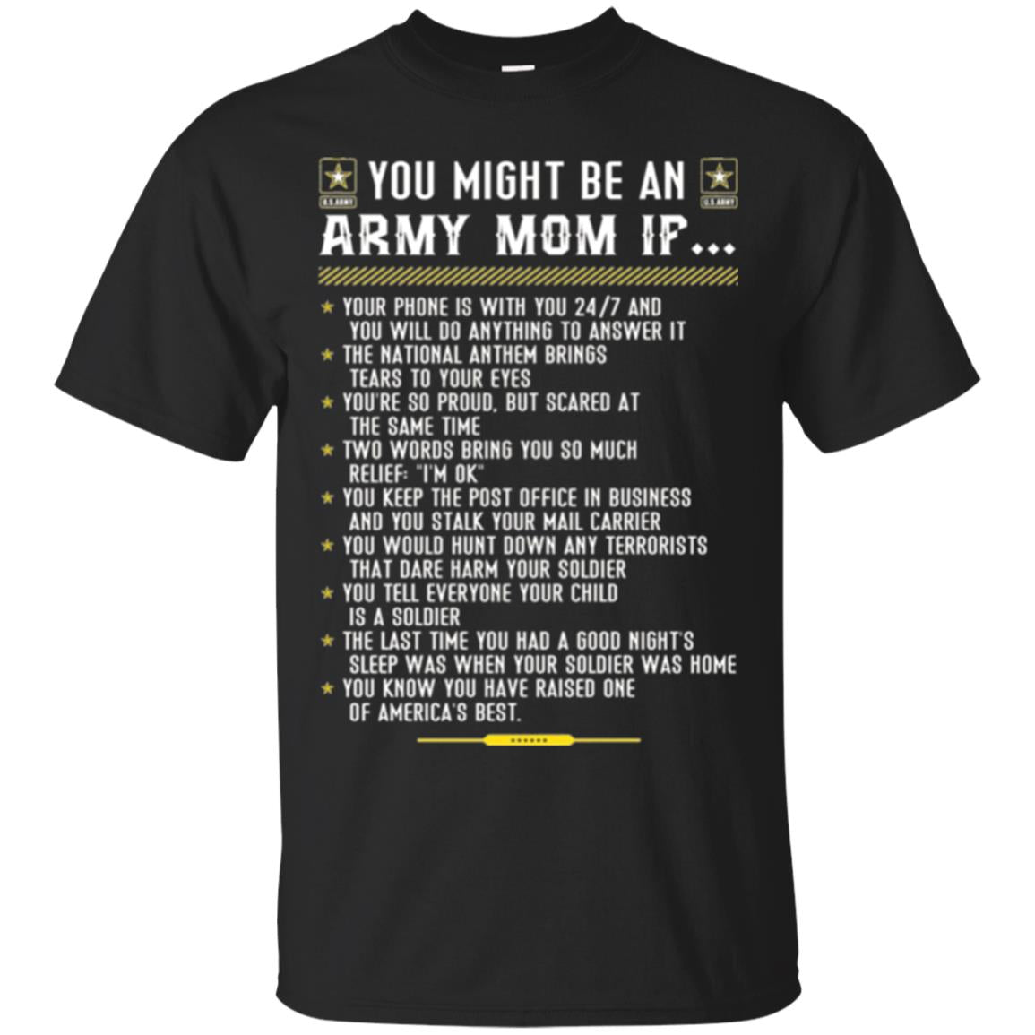 Veteran T-shirt You Might Be An Army Mom If Black