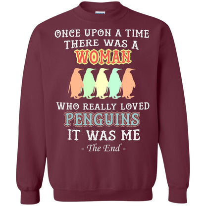 There Was A Woman Who Really Loved Penguins It Was Me Shirt Maroon