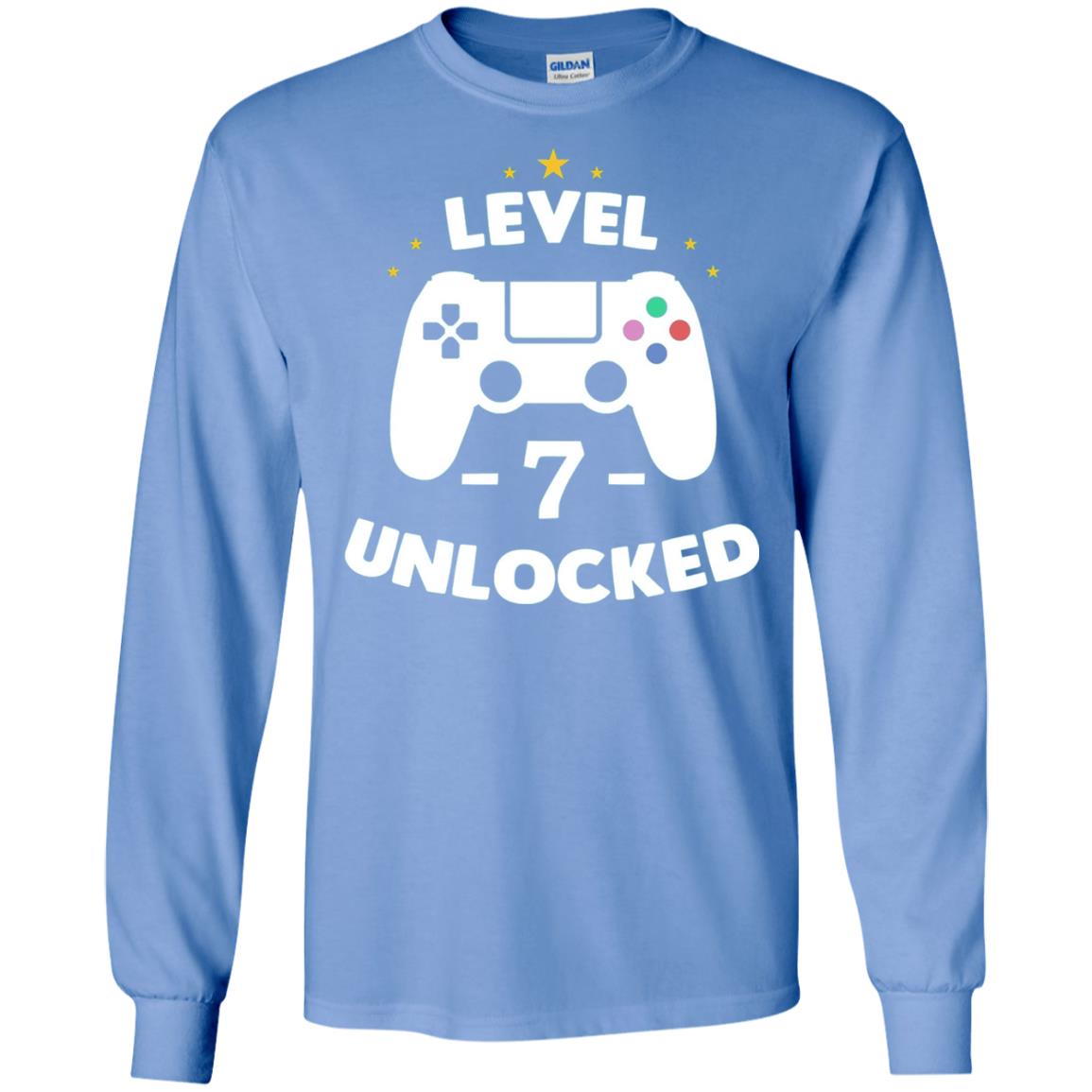 Level 7 Unlocked Gamer T-shirt Carolina Blue