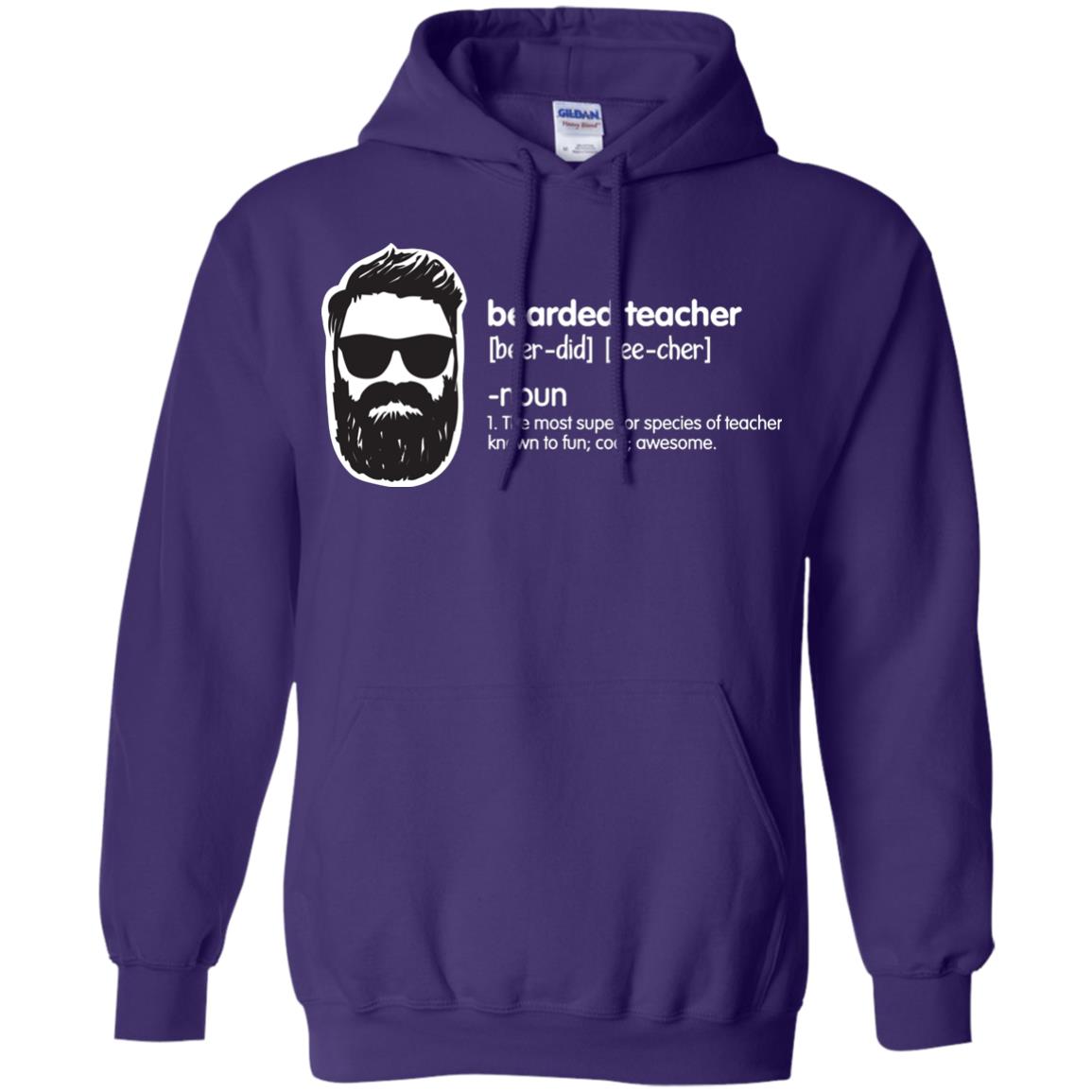 Bearded Teacher The Most Superior Species Of Teacher Known To Fun Cool Awesome Shirt Purple