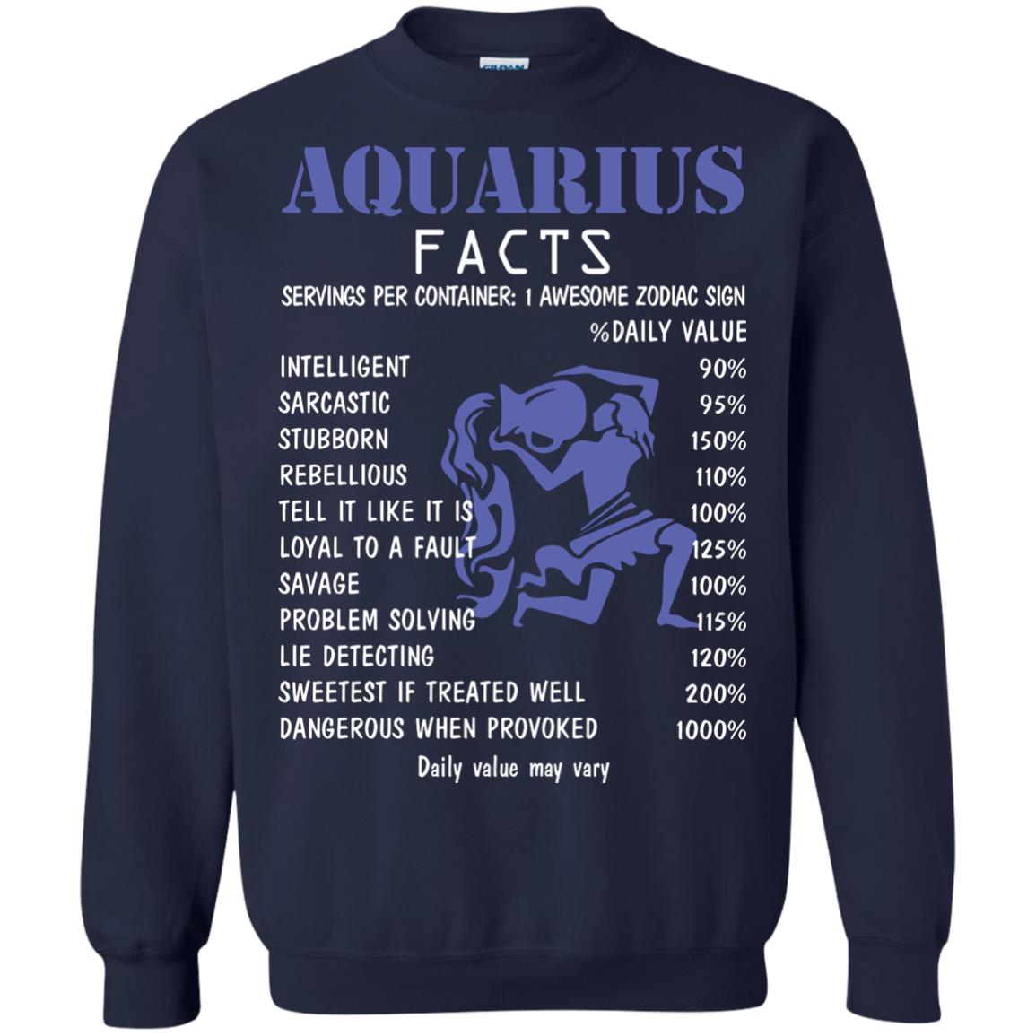 Aquarius Facts 1 Awesome Zodiac Sign Gift Shirt Fo Aquarius Horoscope Navy