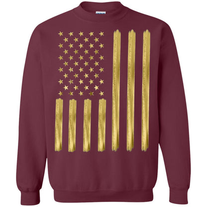 Faux Gold Paint American Flag T-shirt Maroon
