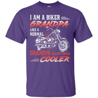 Papa T-shirt I Am A Biker Grandpa Like A Normal Purple
